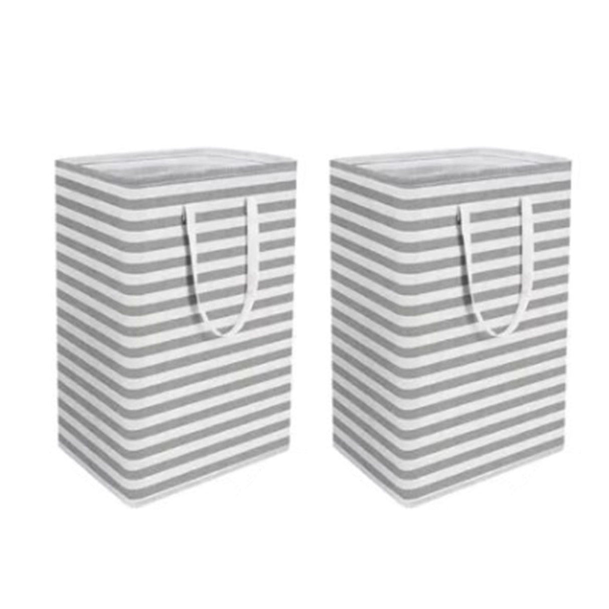 2PCS Laundry Basket Reinforced Long Handle Precise Stitching Foldable Cloth Canvas Baskets for Home