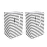 2PCS Laundry Basket Reinforced Long Handle Precise Stitching Foldable Cloth Canvas Baskets for Home