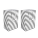2PCS Laundry Basket Reinforced Long Handle Precise Stitching Foldable Cloth Canvas Baskets for Home