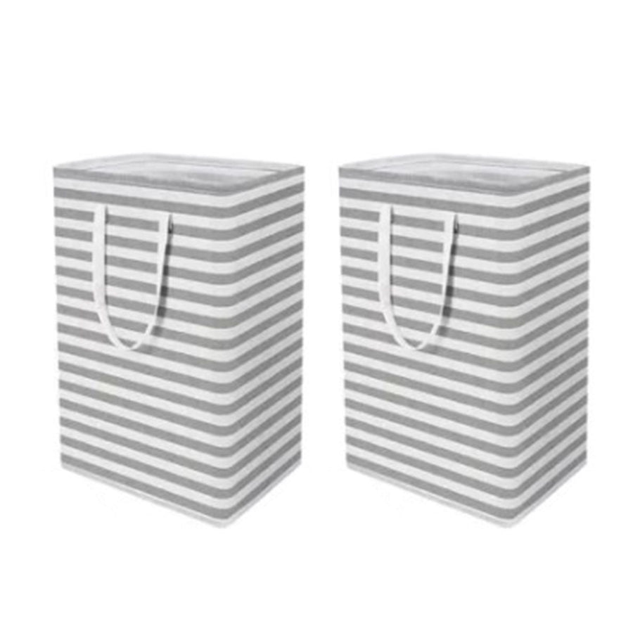 2PCS Laundry Basket Reinforced Long Handle Precise Stitching Foldable Cloth Canvas Baskets for Home