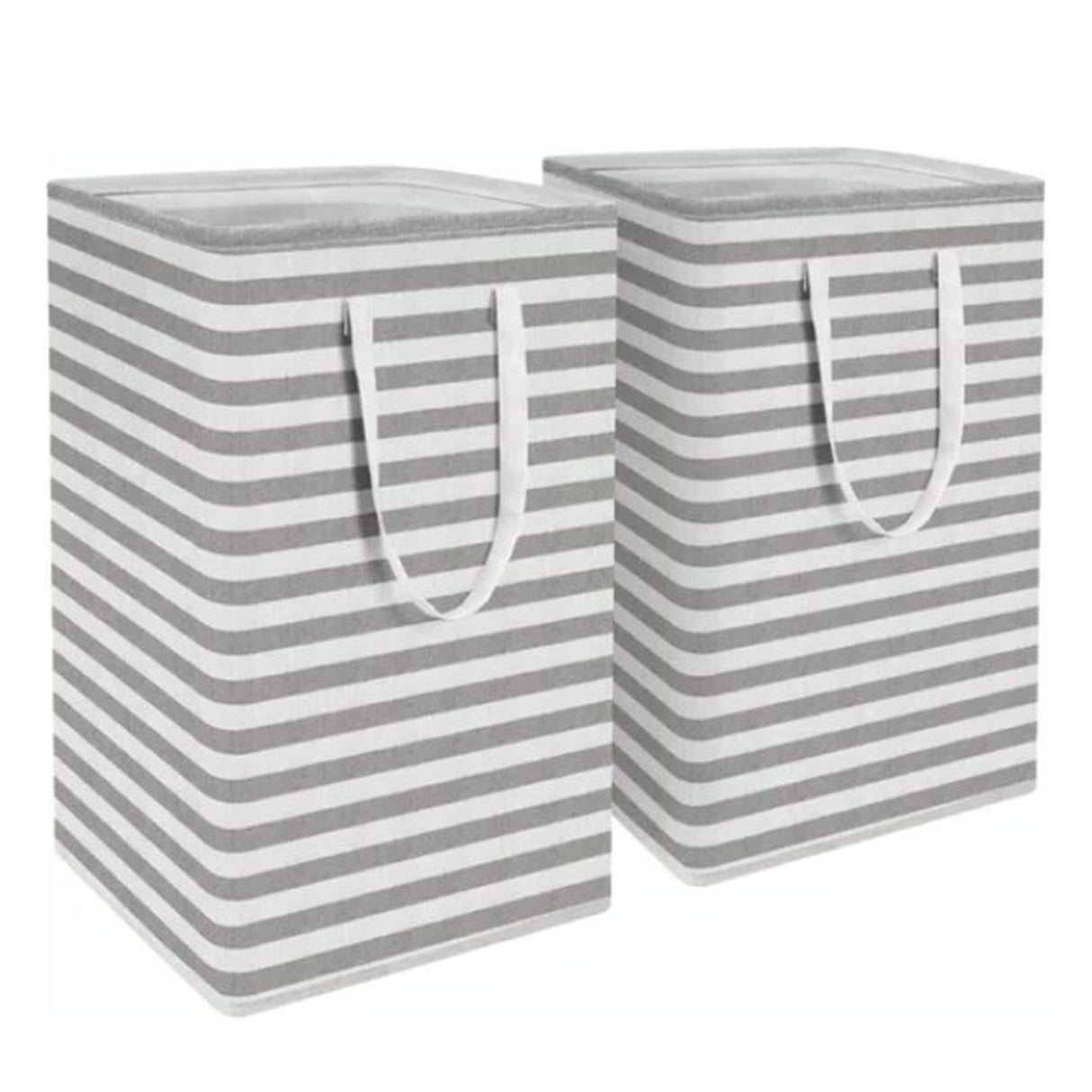 2PCS Laundry Basket Reinforced Long Handle Precise Stitching Foldable Cloth Canvas Baskets for Home