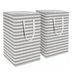 2PCS Laundry Basket Reinforced Long Handle Precise Stitching Foldable Cloth Canvas Baskets for Home