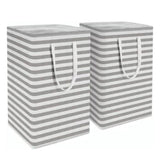 2PCS Laundry Basket Reinforced Long Handle Precise Stitching Foldable Cloth Canvas Baskets for Home - Top-Down View
