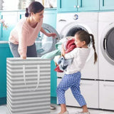 2PCS Laundry Basket Reinforced Long Handle Precise Stitching Foldable Cloth Canvas Baskets for Home - Extra Image