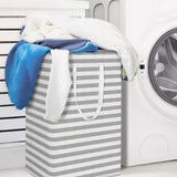 2PCS Laundry Basket Reinforced Long Handle Precise Stitching Foldable Cloth Canvas Baskets for Home - Extra Image