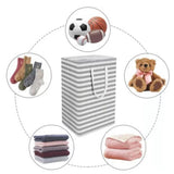 2PCS Laundry Basket Reinforced Long Handle Precise Stitching Foldable Cloth Canvas Baskets for Home