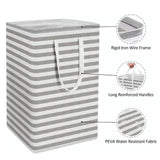 2PCS Laundry Basket Reinforced Long Handle Precise Stitching Foldable Cloth Canvas Baskets for Home - Extra Image