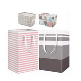 4PCS Fabric Storage Bag 2 Long Handles Easy Grasp Waterproof Coating Foldable Laundry Basket for Bedroom Bathroom - Top-Down View