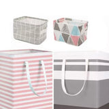 4PCS Fabric Storage Bag 2 Long Handles Easy Grasp Waterproof Coating Foldable Laundry Basket for Bedroom Bathroom