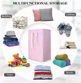 4PCS Fabric Storage Bag 2 Long Handles Easy Grasp Waterproof Coating Foldable Laundry Basket for Bedroom Bathroom