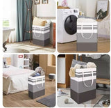 4PCS Fabric Storage Bag 2 Long Handles Easy Grasp Waterproof Coating Foldable Laundry Basket for Bedroom Bathroom - Extra Image