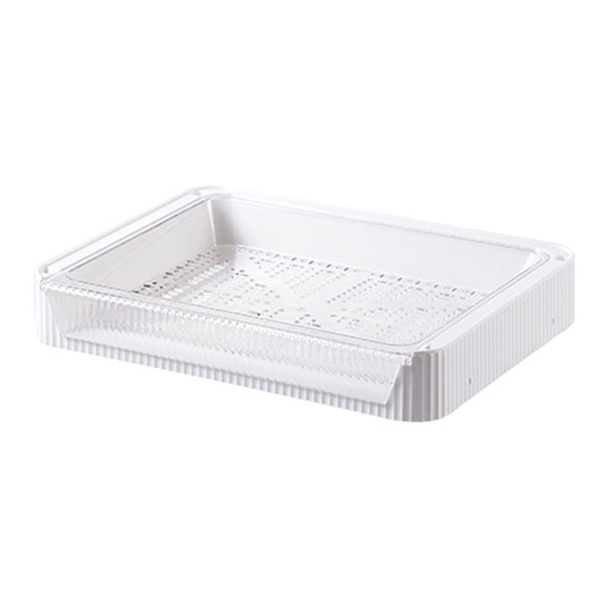 Food Preparation Plate Stackable Foldable Double Layer Hollow Drainage Hot Pot Serving Tray for Kitchen L