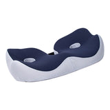 Seating Cushion Soft Comfortable Breathable Buckle Curved Chair Cushion for Office Working Dark Blue 48x39x14cm/18.9x15.4x5.5in(Approx.) - Front View