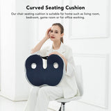 Seating Cushion Soft Comfortable Breathable Buckle Curved Chair Cushion for Office Working Dark Blue 48x39x14cm/18.9x15.4x5.5in(Approx.) - Extra Image