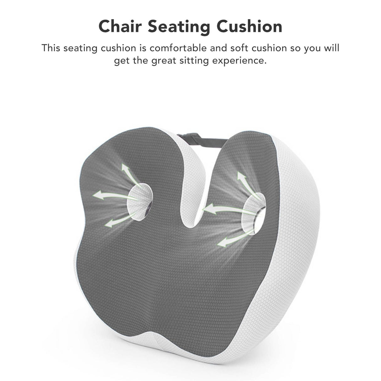 Seating Cushion Soft Comfortable Breathable Buckle Curved Chair Cushion for Office Working Dark Gray 48x39x14cm/18.9x15.4x5.5in(Approx.)