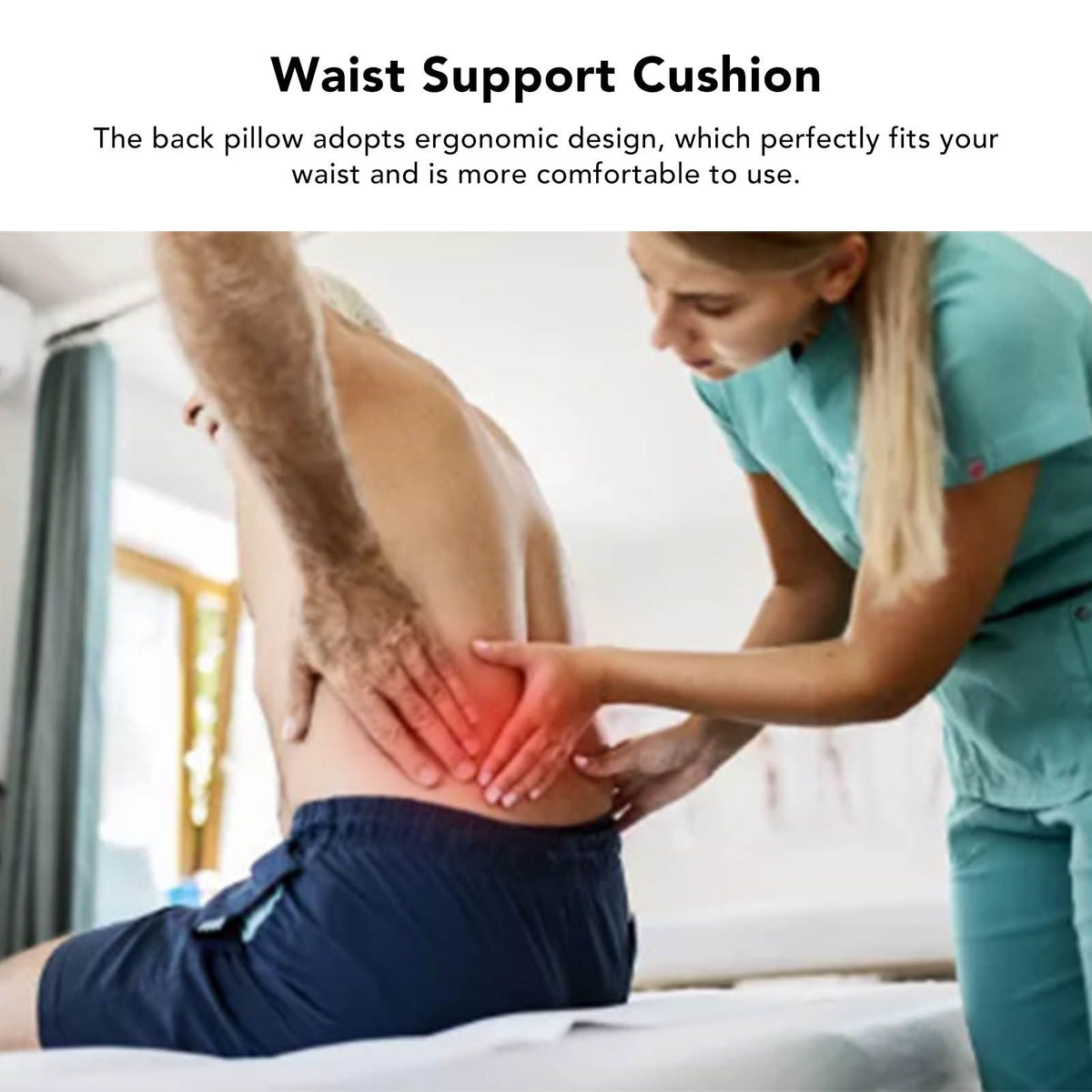 Lumbar Support Pillow Memory Foam Soft Good Resilience Reduce Pressure Ergonomic Back Waist Support Cushion Light Gray 47x21x13cm/18.5x8.3x5.1in