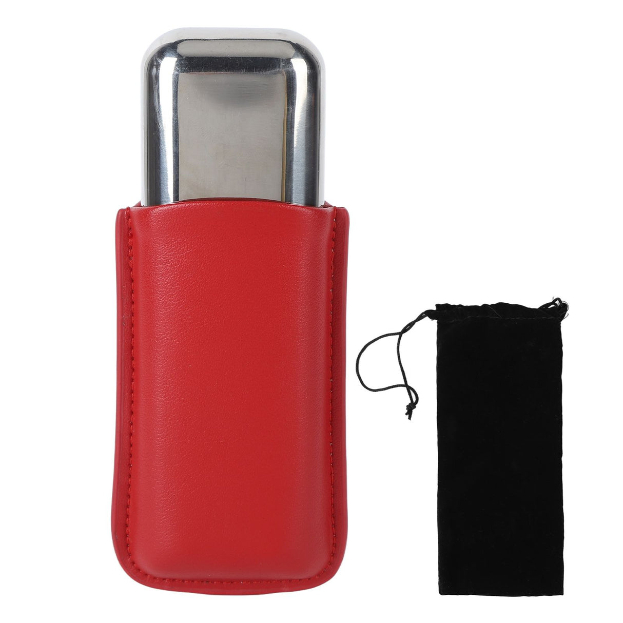 Cigar Case Holder Portable Leather 2 Holder Cigar Case with Stainless Steel Tube for Outdoor Travel Red