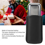 Cigar Case Holder Portable Leather 2 Holder Cigar Case with Stainless Steel Tube for Outdoor Travel Black
