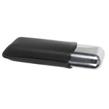Cigar Case Holder Portable Leather 2 Holder Cigar Case with Stainless Steel Tube for Outdoor Travel Black - Low Angle