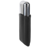 Cigar Case Holder Portable Leather 2 Holder Cigar Case with Stainless Steel Tube for Outdoor Travel Black