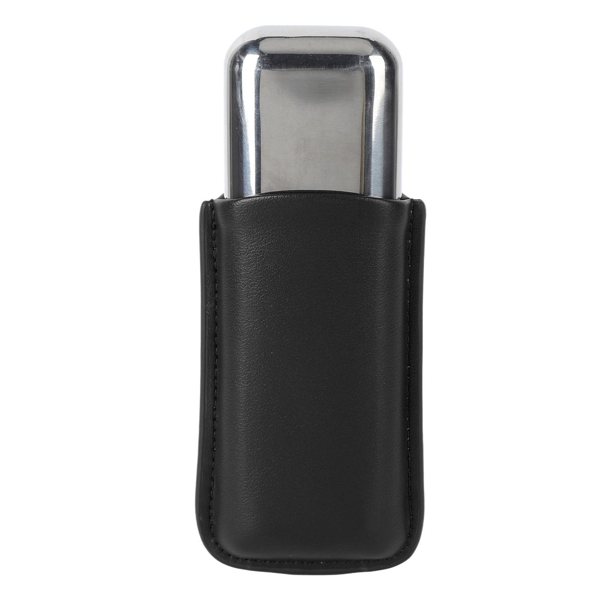 Cigar Case Holder Portable Leather 2 Holder Cigar Case with Stainless Steel Tube for Outdoor Travel Black