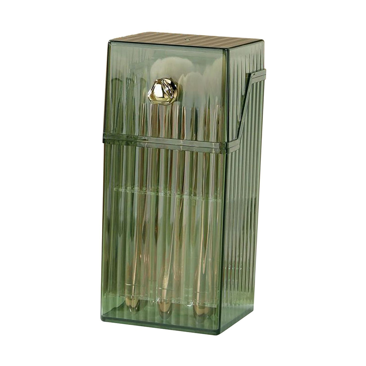 Cosmetic Brush Storage Box Luxurious Makeup Organizer Light Luxury Makeup Storage Box Desktop Eyebrow Pencil Powder Blusher Holder Green Free Size