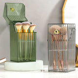 Cosmetic Brush Storage Box Luxurious Makeup Organizer Light Luxury Makeup Storage Box Desktop Eyebrow Pencil Powder Blusher Holder Green Free Size - Rear View