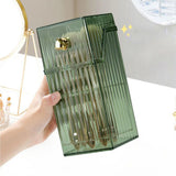 Cosmetic Brush Storage Box Luxurious Makeup Organizer Light Luxury Makeup Storage Box Desktop Eyebrow Pencil Powder Blusher Holder Green Free Size