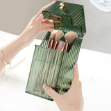 Cosmetic Brush Storage Box Luxurious Makeup Organizer Light Luxury Makeup Storage Box Desktop Eyebrow Pencil Powder Blusher Holder Green Free Size - Extra Image