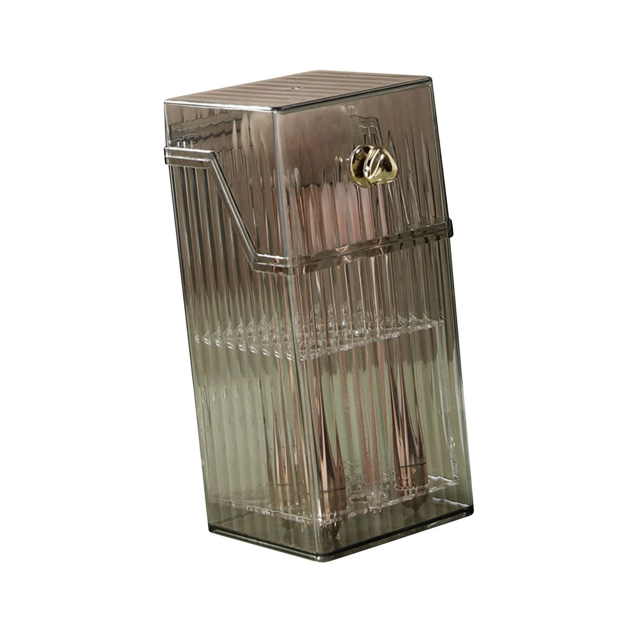 Cosmetic Brush Storage Box Luxurious Makeup Organizer Light Luxury Makeup Storage Box Desktop Eyebrow Pencil Powder Blusher Holder Gray Free Size