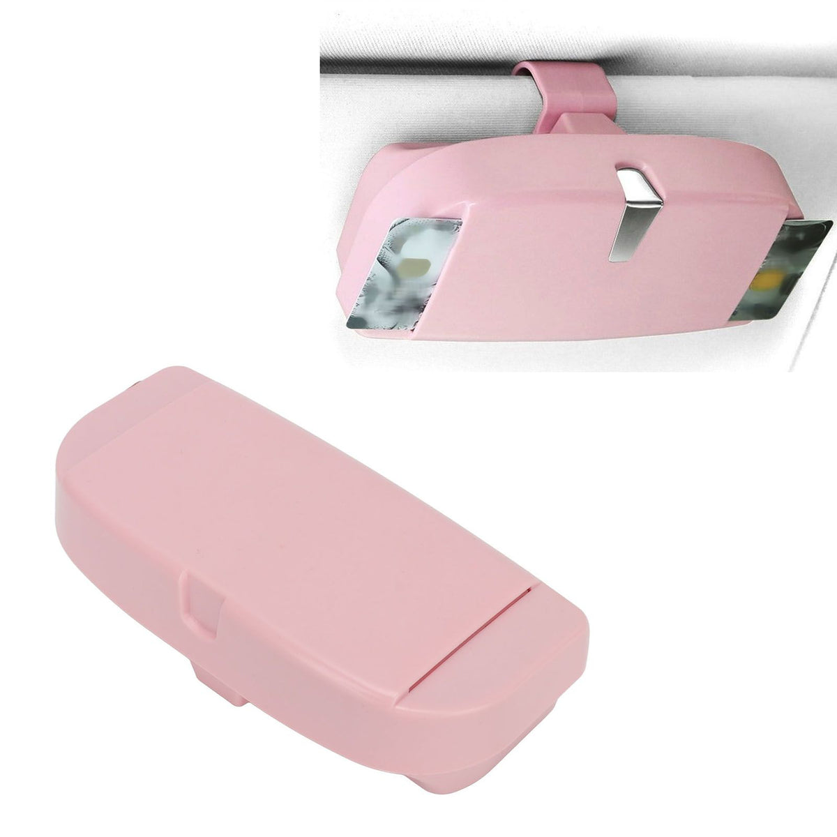 Multifunctional Car Glasses Holder Case Car Sun Visor Sunglasses Case Holder Eye Glasses Organizer Box With Clip Pink