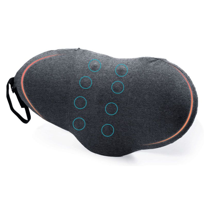 Lumbar Support Pillow Cotton Memory Foam Ergonomic Curve Fit Spinal Massage Spots Waist Support Lower Back Pillow Dark Gray 49x27x13.5cm/19.3x10.6x5.3in