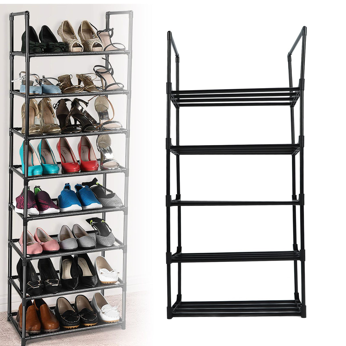 Shoe Rack Multifunctional Multilayer Large Capacity Shoe Shelf for Closet Hallway Bedroom Entryway 1 Column 5 Layers