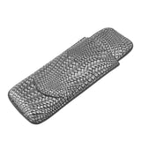 Cigar Case Holder Elegant Vintage Style Woven Pattern Leather Portable 2 Holder Cigar Case Silver