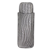 Cigar Case Holder Elegant Vintage Style Woven Pattern Leather Portable 2 Holder Cigar Case Silver - Top-Down View