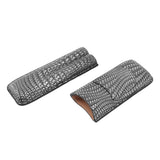 Cigar Case Holder Elegant Vintage Style Woven Pattern Leather Portable 2 Holder Cigar Case Silver - Rear View