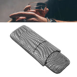 Cigar Case Holder Elegant Vintage Style Woven Pattern Leather Portable 2 Holder Cigar Case Silver