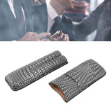 Cigar Case Holder Elegant Vintage Style Woven Pattern Leather Portable 2 Holder Cigar Case Silver