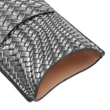 Cigar Case Holder Elegant Vintage Style Woven Pattern Leather Portable 2 Holder Cigar Case Silver - Extra Image