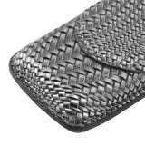 Cigar Case Holder Elegant Vintage Style Woven Pattern Leather Portable 2 Holder Cigar Case Silver - Extra Image