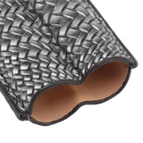 Cigar Case Holder Elegant Vintage Style Woven Pattern Leather Portable 2 Holder Cigar Case Silver - Extra Image