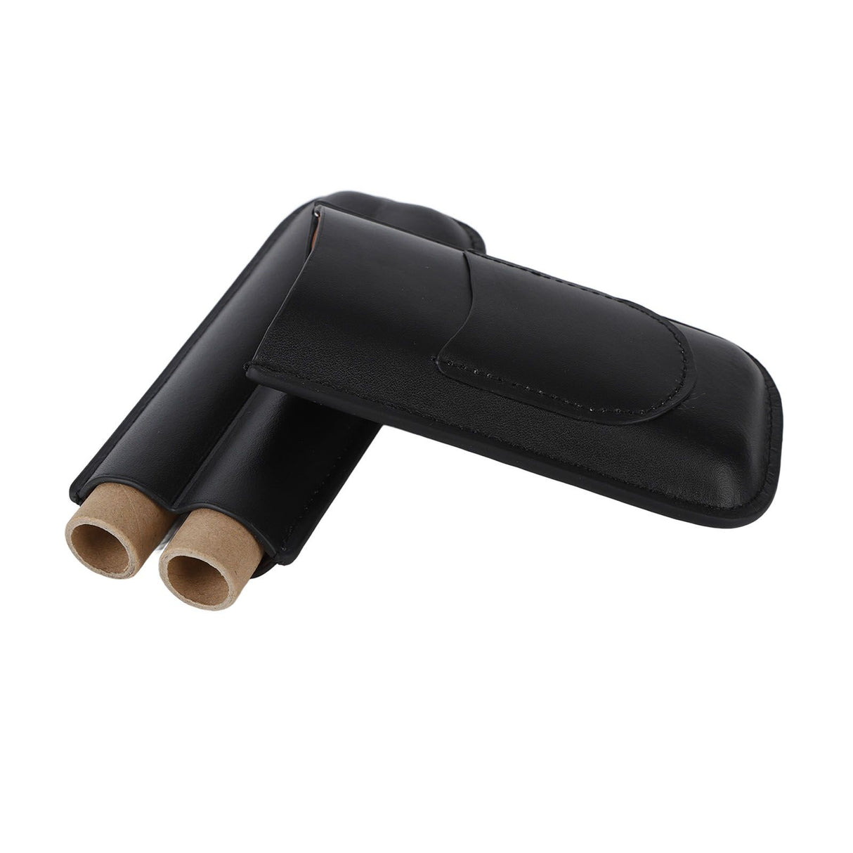 Portable Cigar Bag 2 Holder Leather Humidor Box Cigar Protection Moisturizing Storage Case Black