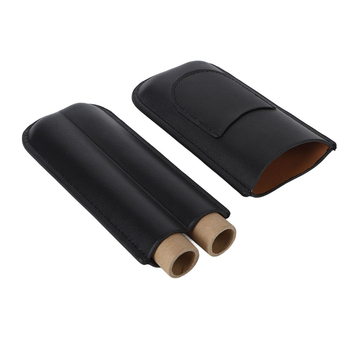 Portable Cigar Bag 2 Holder Leather Humidor Box Cigar Protection Moisturizing Storage Case Black