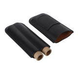 Portable Cigar Bag 2 Holder Leather Humidor Box Cigar Protection Moisturizing Storage Case Black