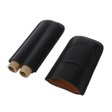 Portable Cigar Bag 2 Holder Leather Humidor Box Cigar Protection Moisturizing Storage Case Black