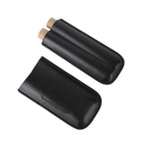 Portable Cigar Bag 2 Holder Leather Humidor Box Cigar Protection Moisturizing Storage Case Black