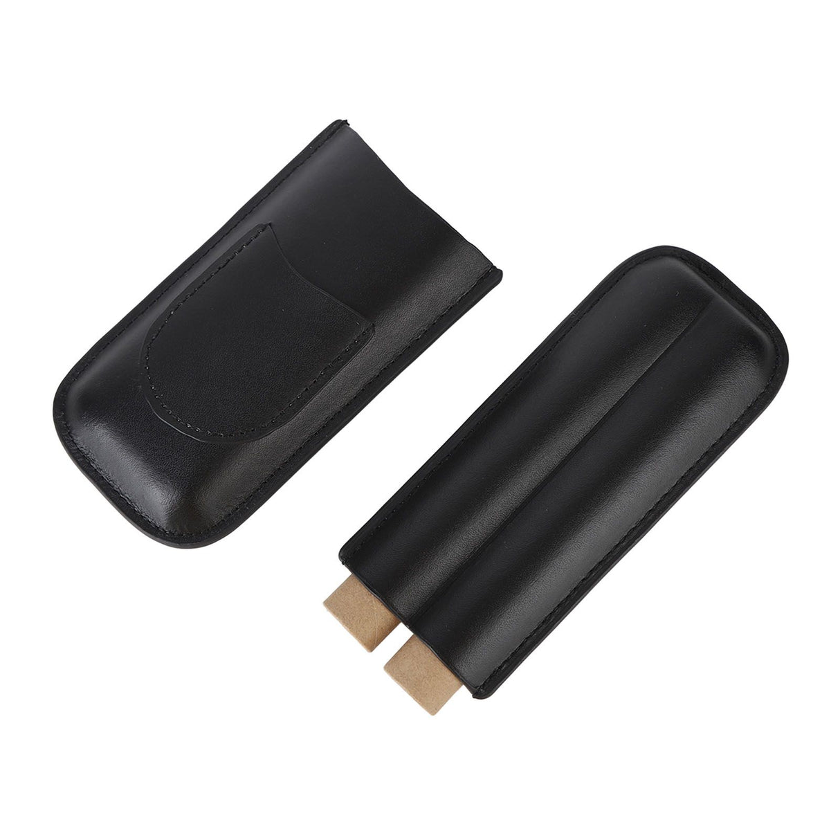 Portable Cigar Bag 2 Holder Leather Humidor Box Cigar Protection Moisturizing Storage Case Black