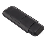 Cigar Case Elegant Vintage Hand Crafted Slim Portable 2 Fingers Cigar Holder for Travel Party Business Black - Front View