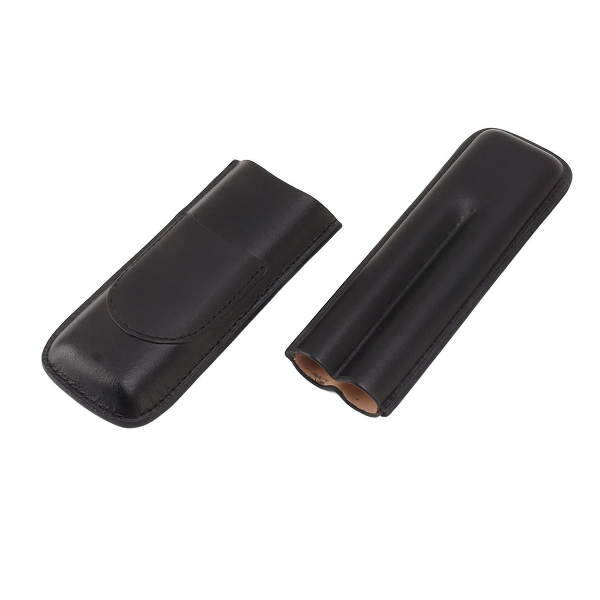 Cigar Case Elegant Vintage Hand Crafted Slim Portable 2 Fingers Cigar Holder for Travel Party Business Black