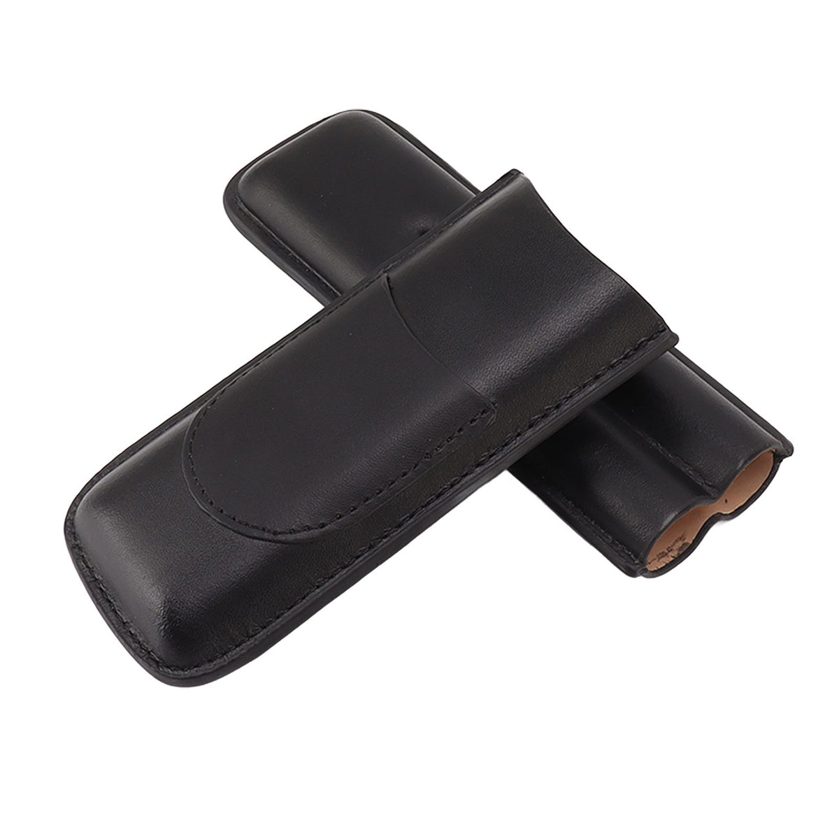 Cigar Case Elegant Vintage Hand Crafted Slim Portable 2 Fingers Cigar Holder for Travel Party Business Black